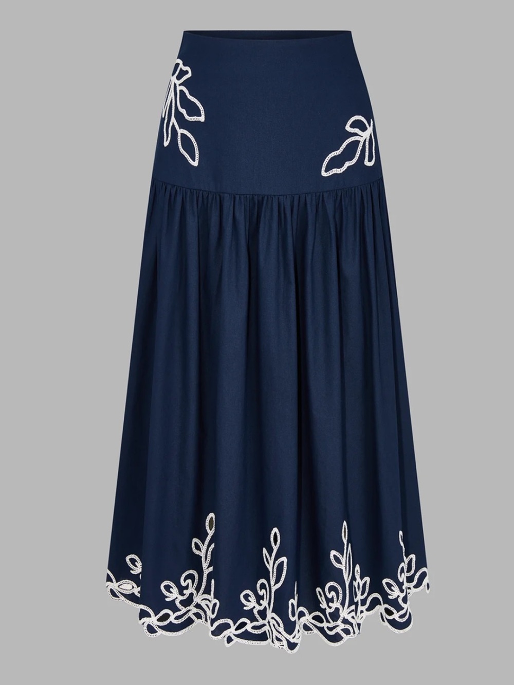 Commense Navy Embroidered Midi Skirt Set - Women's Medium - Picture 4 of 8